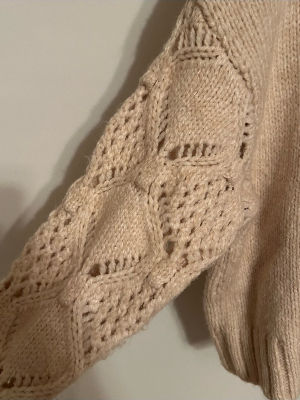 Skies Are Blue Cream Openwork Sleeve Cowl-Neck Sweater - Picture 6 of 9